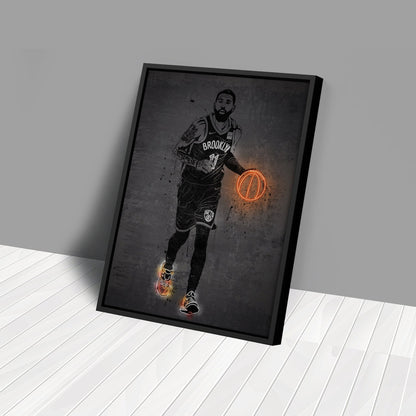 Kyrie Irving Neon Canvas Art | Modern Wall Decor for Nets Fans