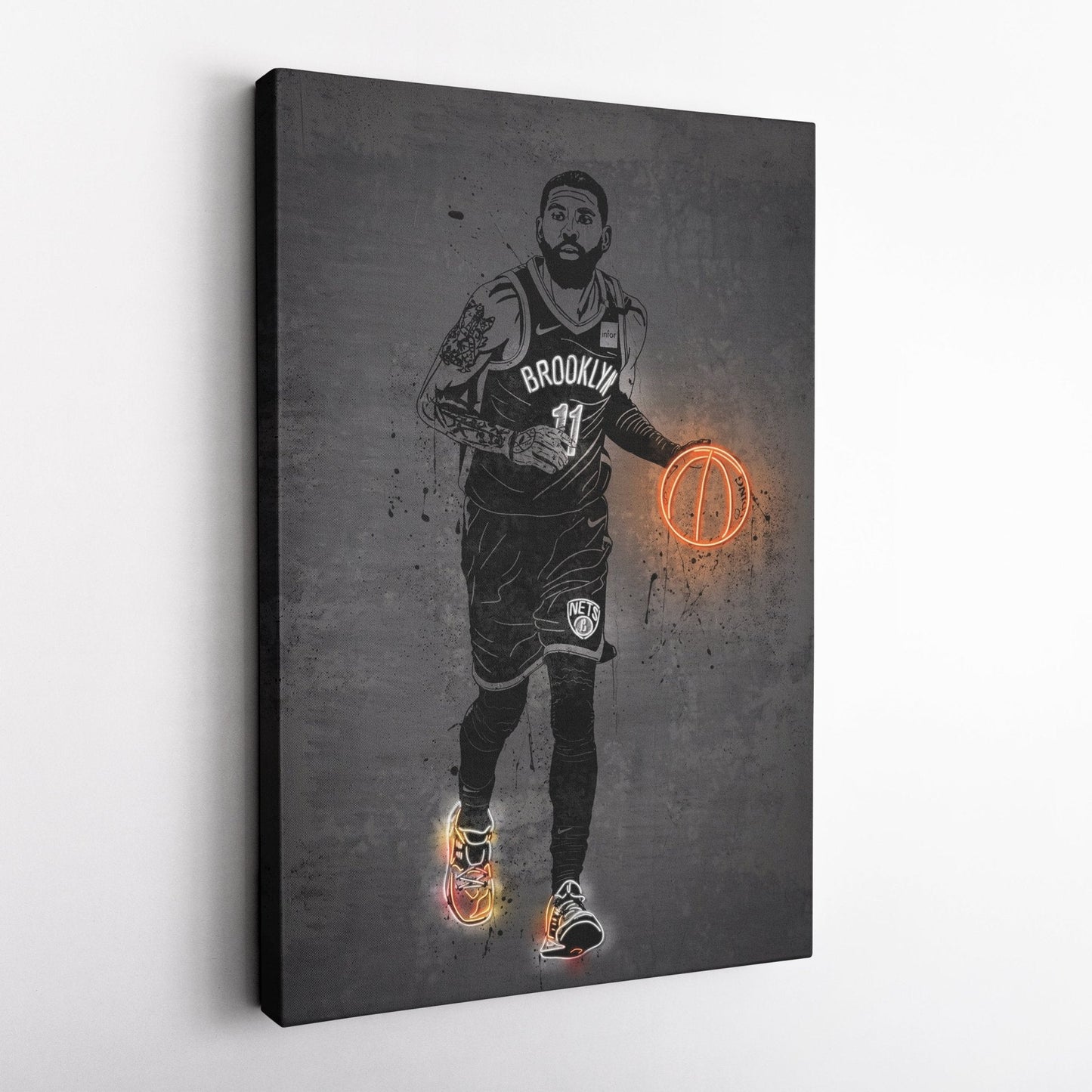 Kyrie Irving Neon Canvas Art | Modern Wall Decor for Nets Fans