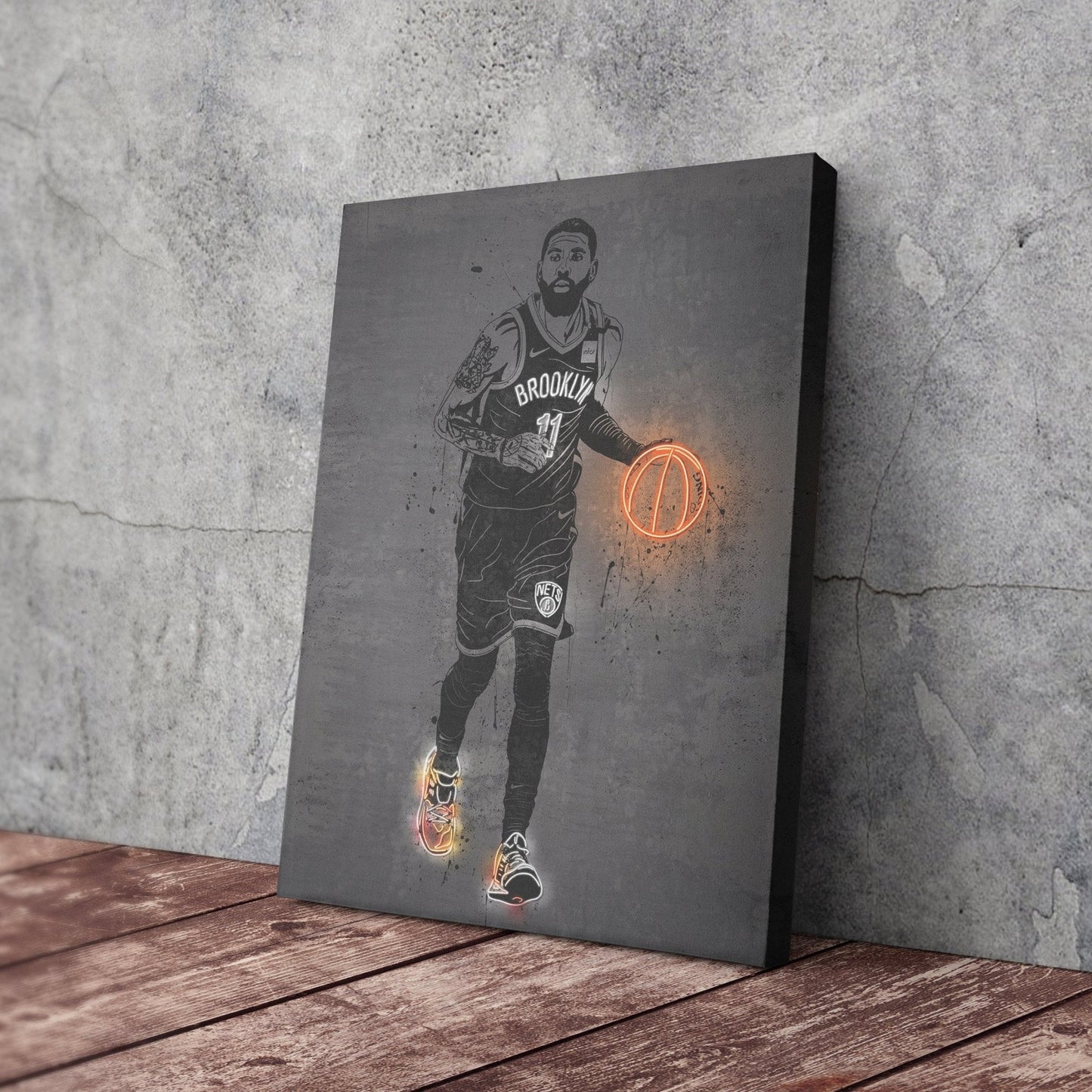 Kyrie Irving Neon Canvas Art | Modern Wall Decor for Nets Fans