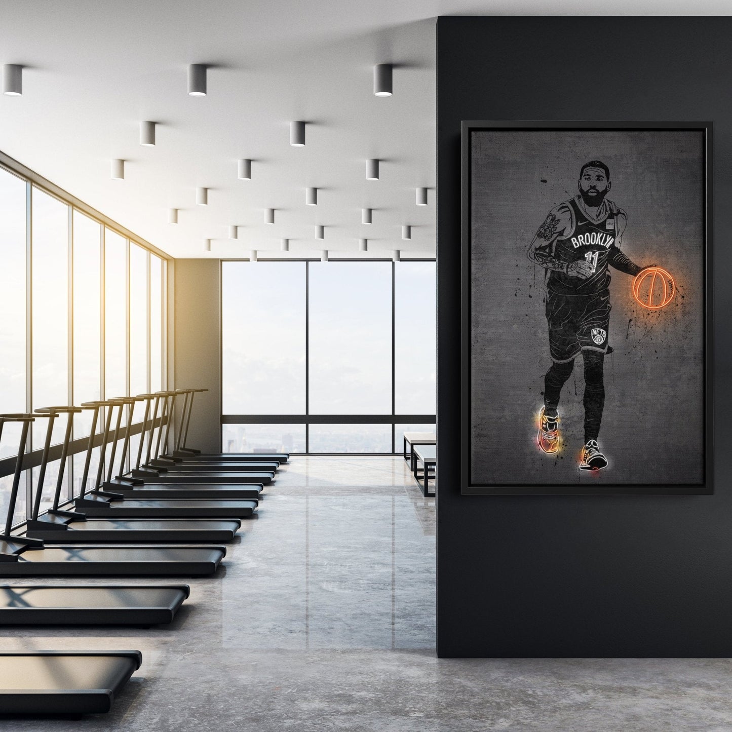 Kyrie Irving Neon Canvas Art | Modern Wall Decor for Nets Fans