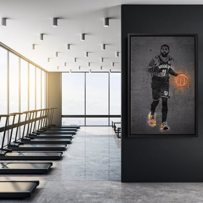 Kyrie Irving Neon Canvas Art | Modern Wall Decor for Nets Fans