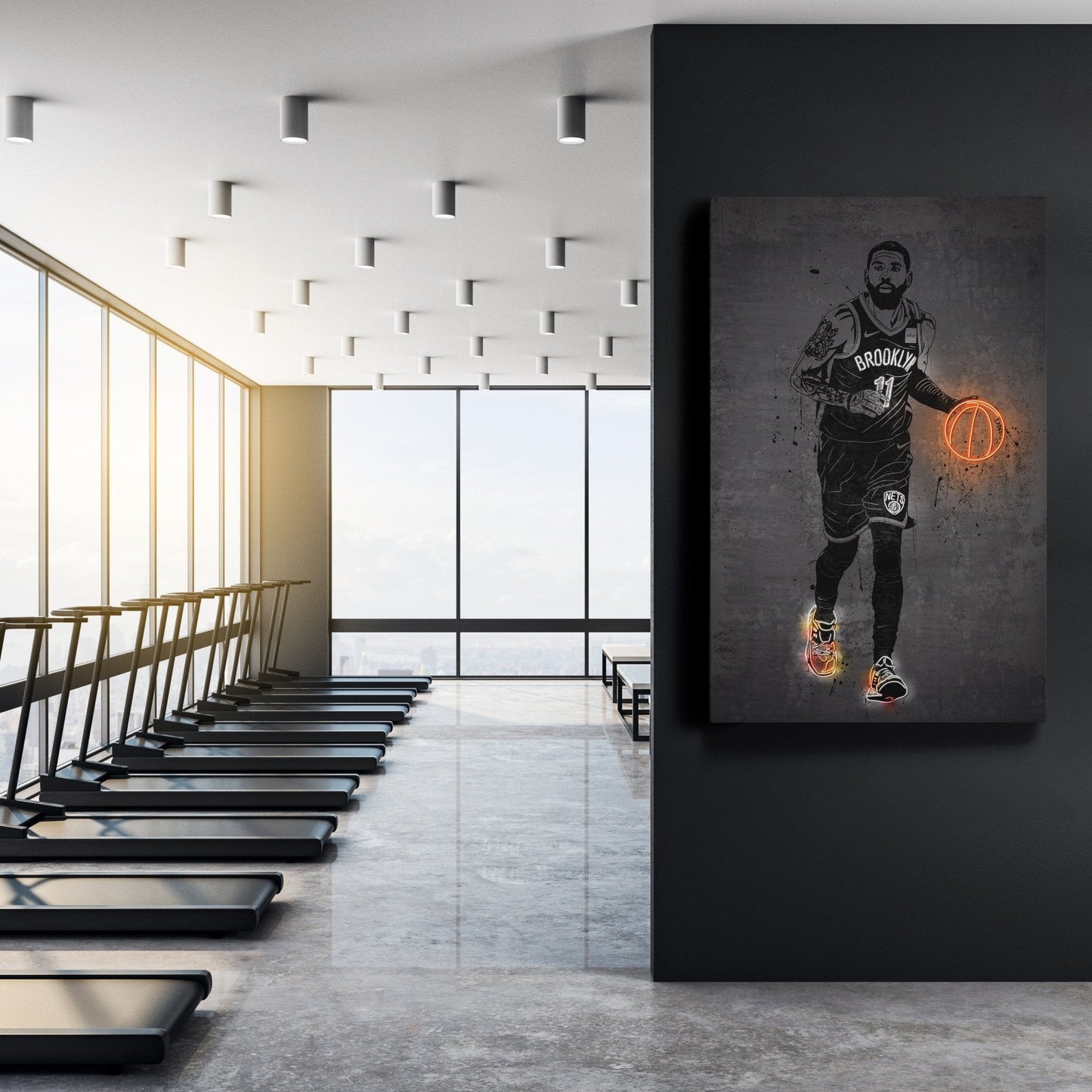 Kyrie Irving Neon Canvas Art | Modern Wall Decor for Nets Fans
