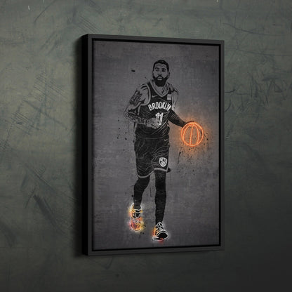Kyrie Irving Neon Canvas Art | Modern Wall Decor for Nets Fans