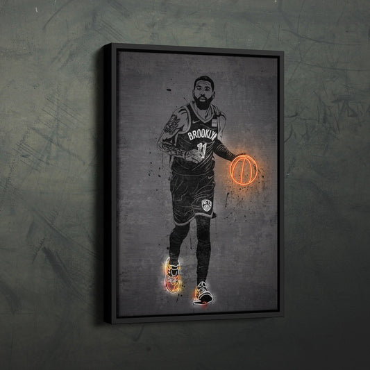 Kyrie Irving Neon Canvas Art | Modern Wall Decor for Nets Fans