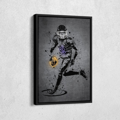 Lamar Jackson Neon Canvas Art | Modern Wall Decor for Ravens Fans
