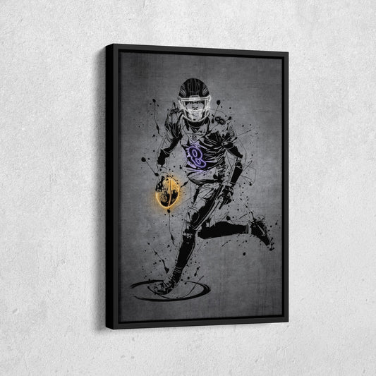 Lamar Jackson Neon Canvas Art | Modern Wall Decor for Ravens Fans