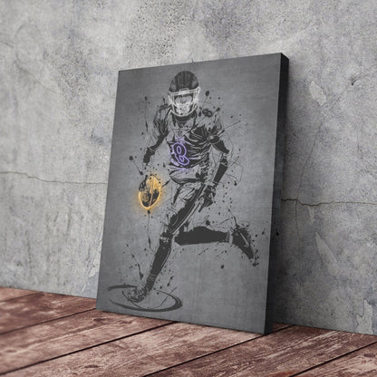 Lamar Jackson Neon Canvas Art | Modern Wall Decor for Ravens Fans