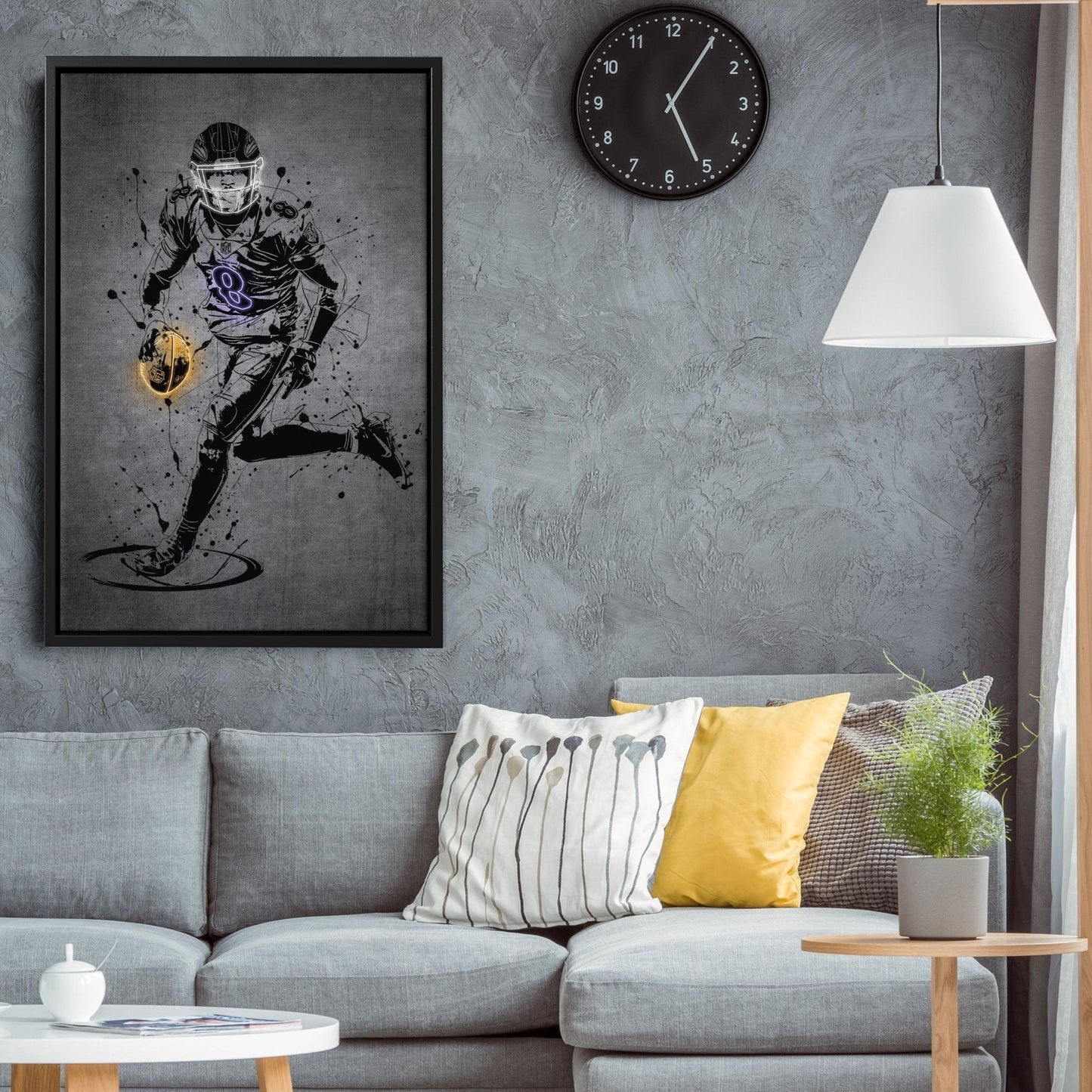 Lamar Jackson Neon Canvas Art | Modern Wall Decor for Ravens Fans