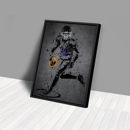 Lamar Jackson Neon Canvas Art | Modern Wall Decor for Ravens Fans