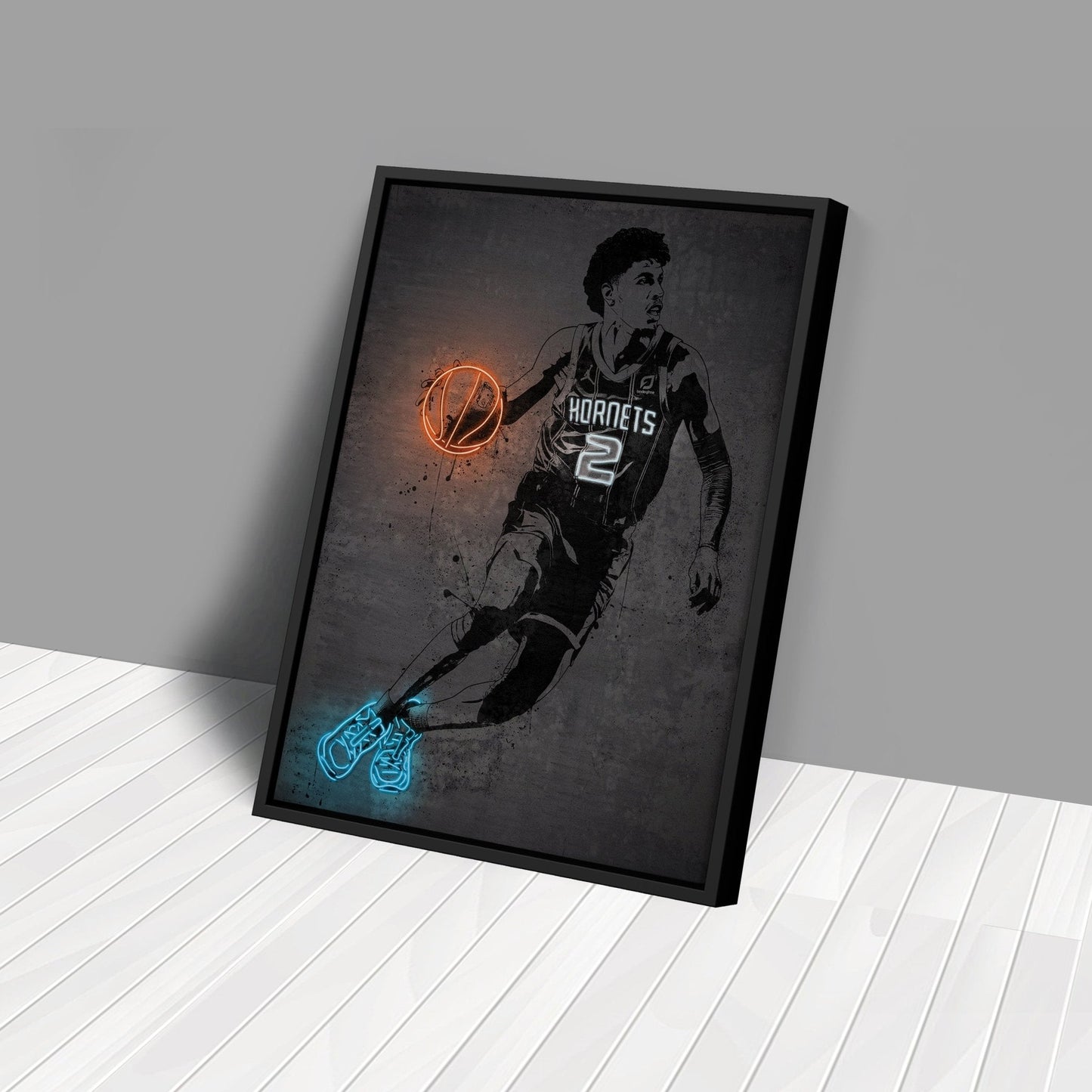 LaMelo Ball Neon Canvas Art | Modern Wall Decor for Hornets Fans