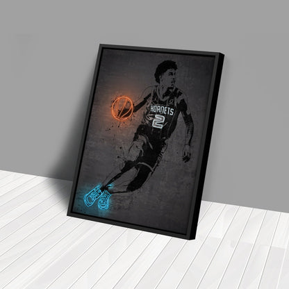LaMelo Ball Neon Canvas Art | Modern Wall Decor for Hornets Fans