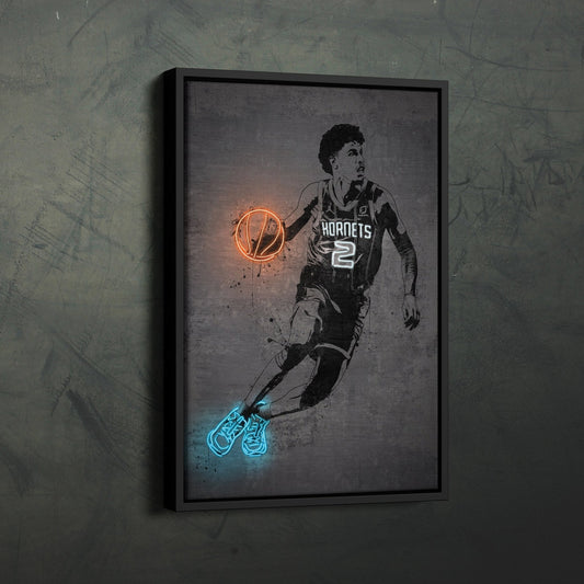LaMelo Ball Neon Canvas Art | Modern Wall Decor for Hornets Fans