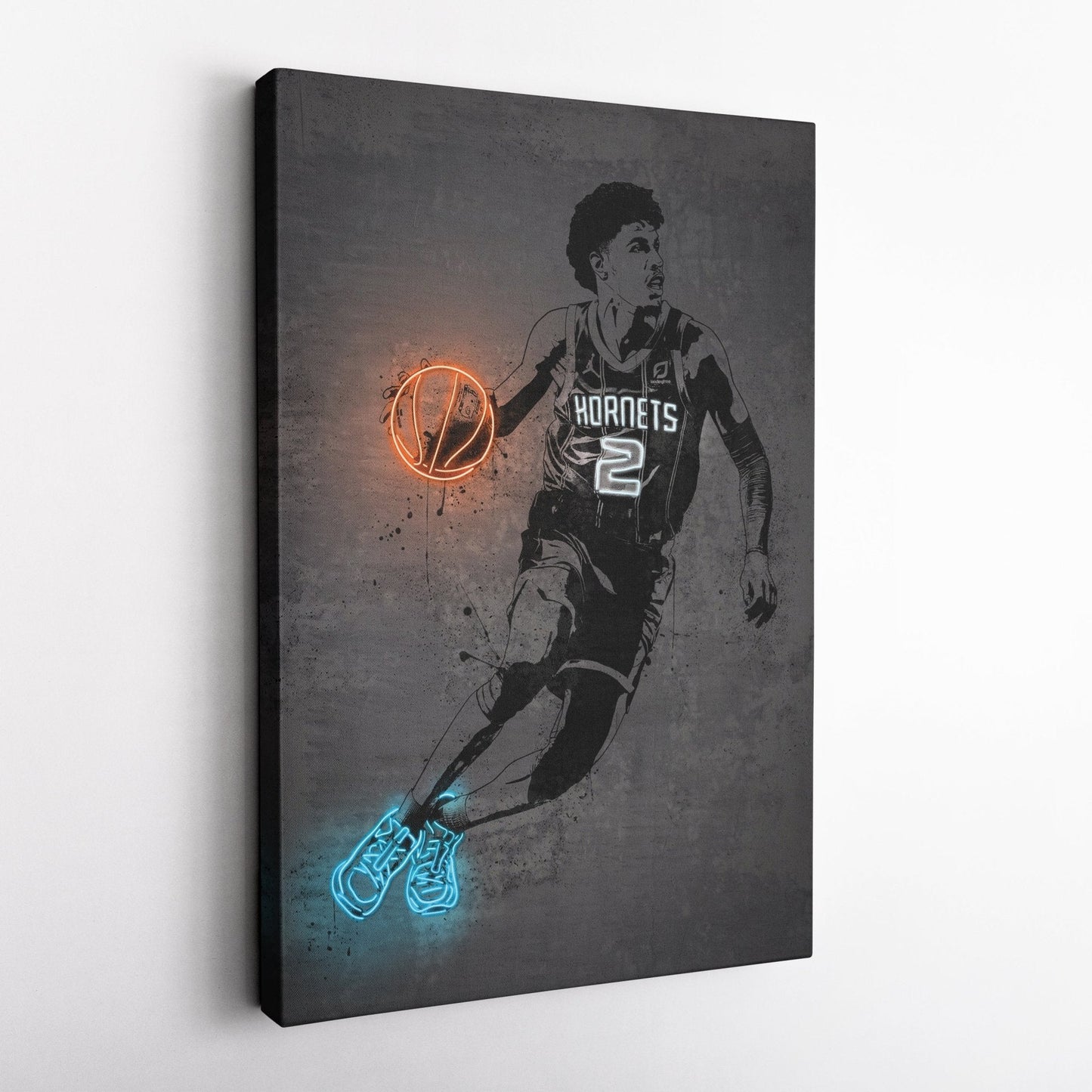 LaMelo Ball Neon Canvas Art | Modern Wall Decor for Hornets Fans