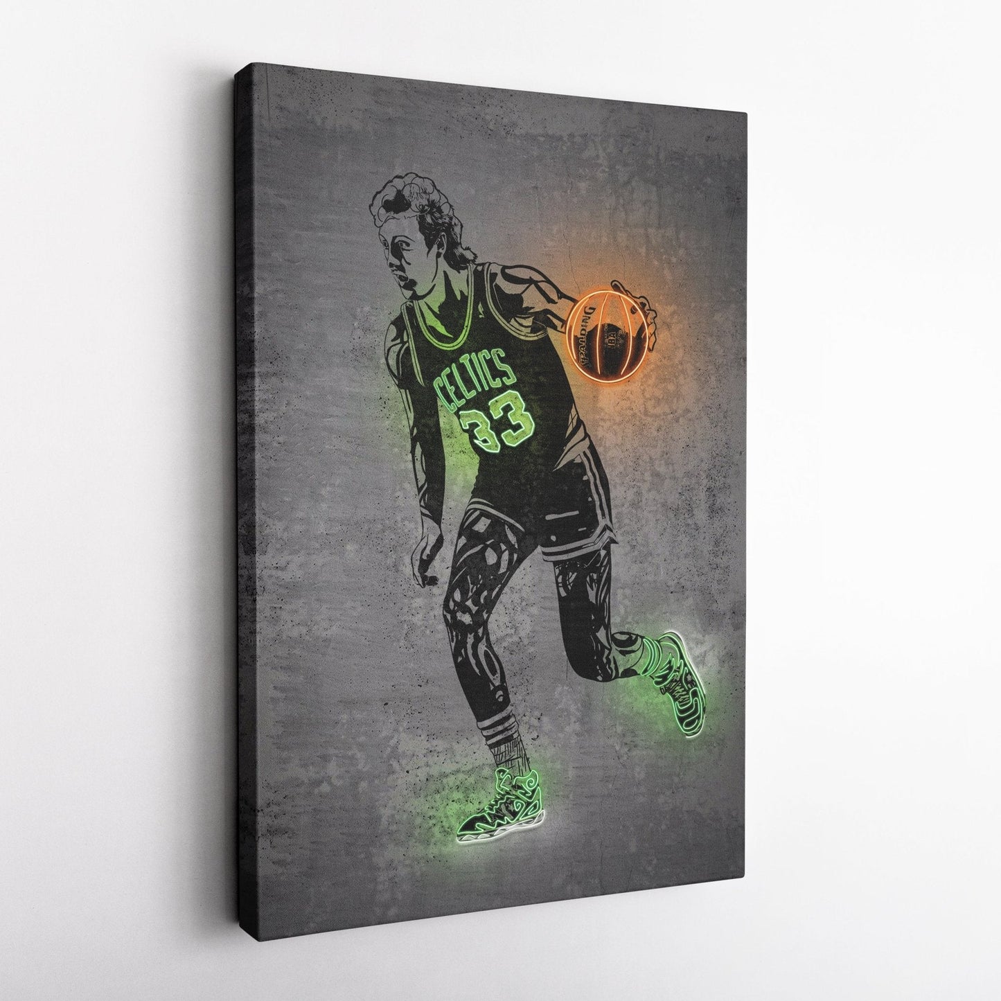 Larry Bird Neon Canvas Art | Modern Wall Decor for Celtics Fans