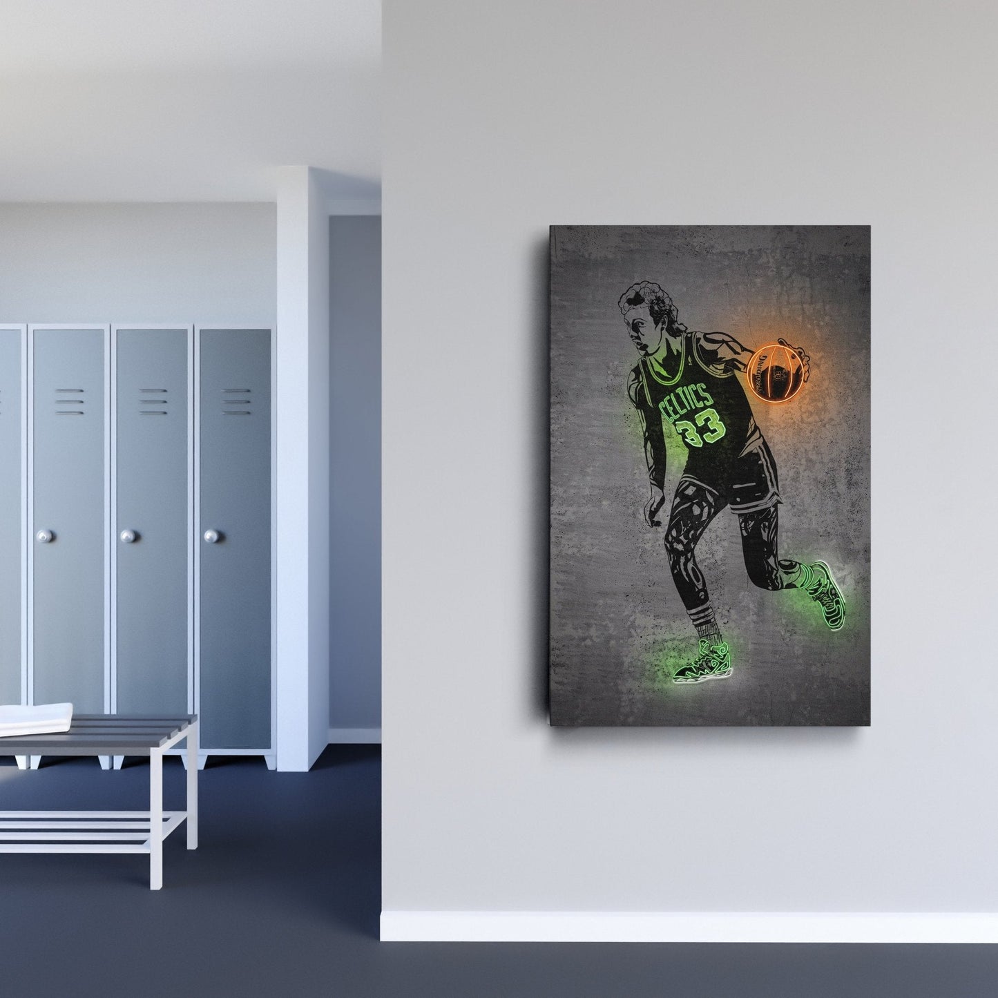 Larry Bird Neon Canvas Art | Modern Wall Decor for Celtics Fans