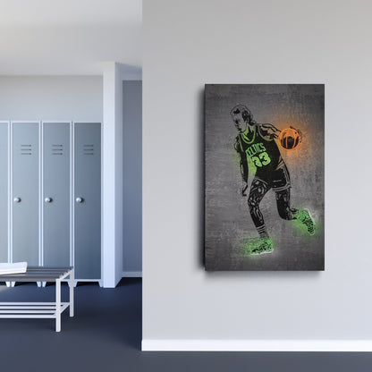 Larry Bird Neon Canvas Art | Modern Wall Decor for Celtics Fans