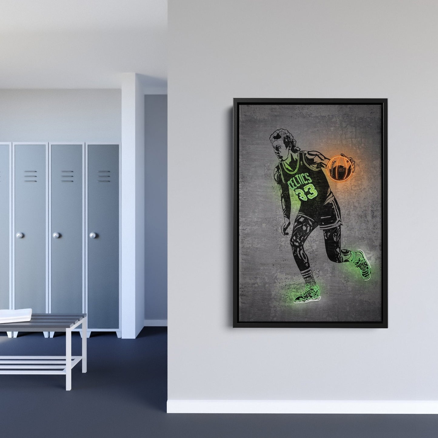 Larry Bird Neon Canvas Art | Modern Wall Decor for Celtics Fans