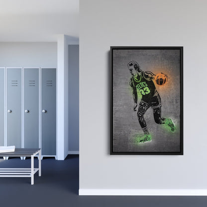 Larry Bird Neon Canvas Art | Modern Wall Decor for Celtics Fans