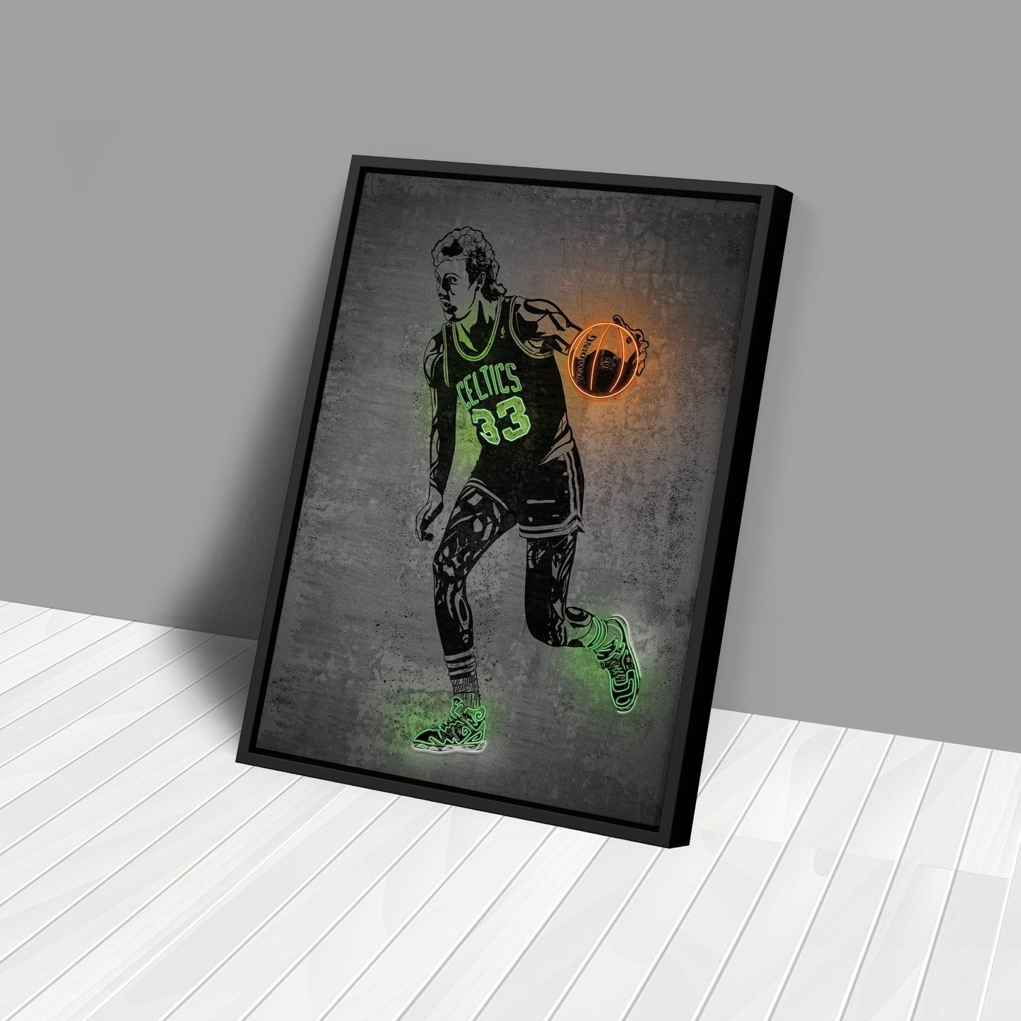 Larry Bird Neon Canvas Art | Modern Wall Decor for Celtics Fans