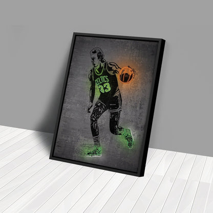 Larry Bird Neon Canvas Art | Modern Wall Decor for Celtics Fans