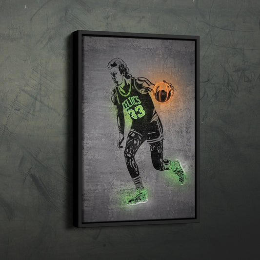 Larry Bird Neon Canvas Art | Modern Wall Decor for Celtics Fans