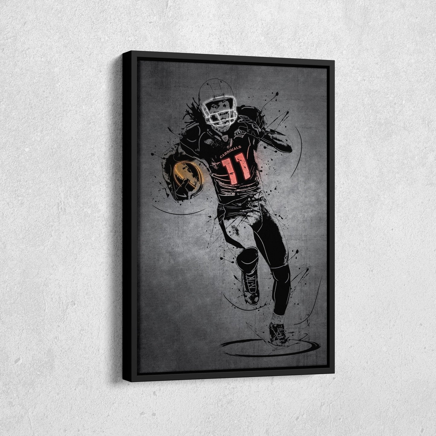 Larry Fitzgerald Jr Neon Canvas Art | Modern Wall Decor for Cardinals Fans