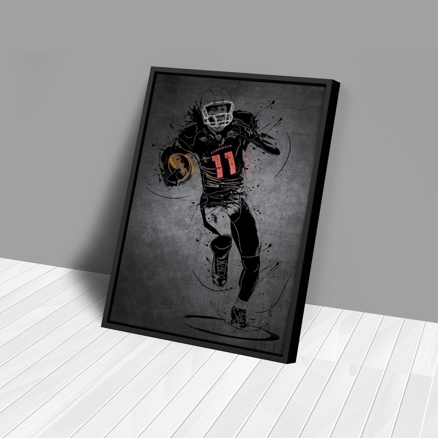 Larry Fitzgerald Jr Neon Canvas Art | Modern Wall Decor for Cardinals Fans