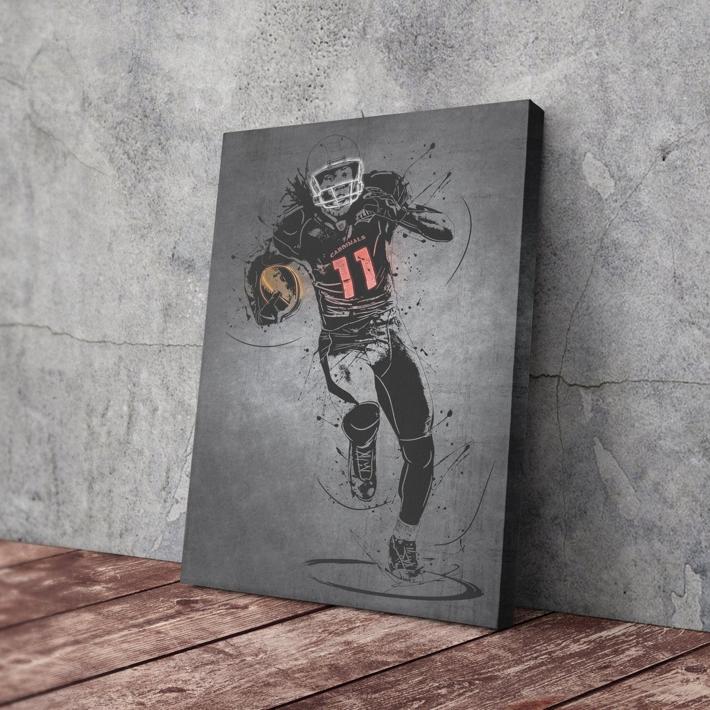 Larry Fitzgerald Jr Neon Canvas Art | Modern Wall Decor for Cardinals Fans