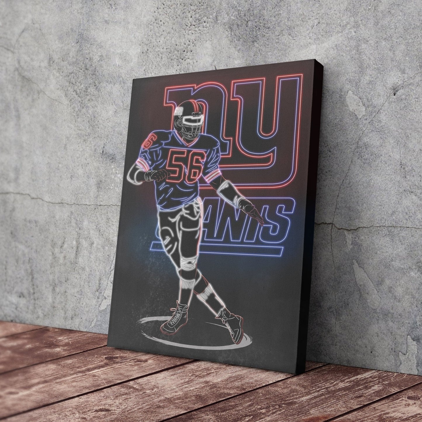 Lawrence Taylor Neon Canvas Art | Giants Wall Decor