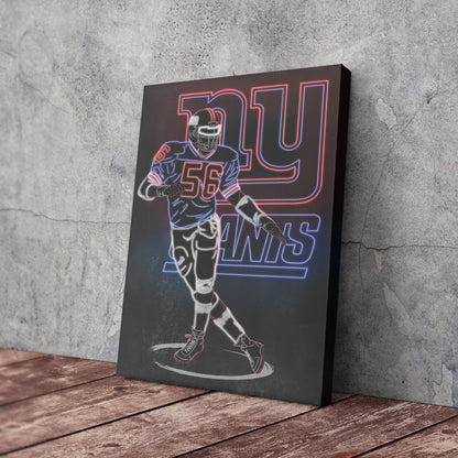 Lawrence Taylor Neon Canvas Art | Giants Wall Decor