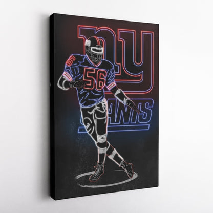 Lawrence Taylor Neon Canvas Art | Giants Wall Decor