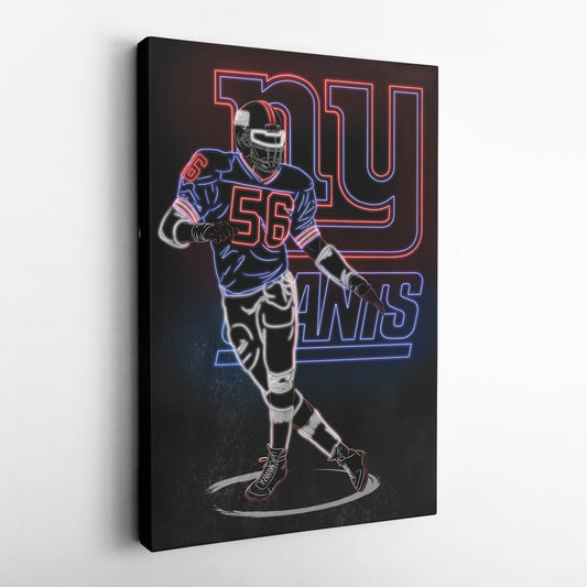 Lawrence Taylor Neon Canvas Art | Giants Wall Decor