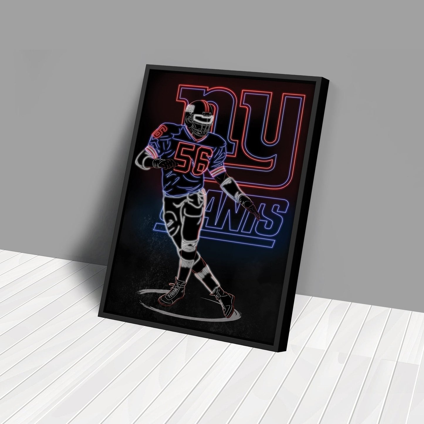 Lawrence Taylor Neon Canvas Art | Giants Wall Decor