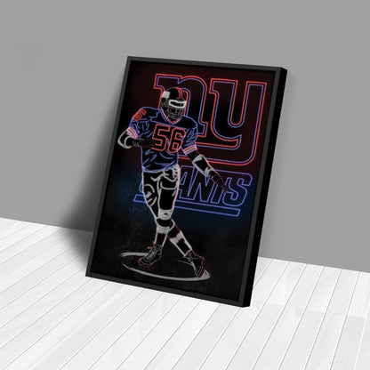 Lawrence Taylor Neon Canvas Art | Giants Wall Decor