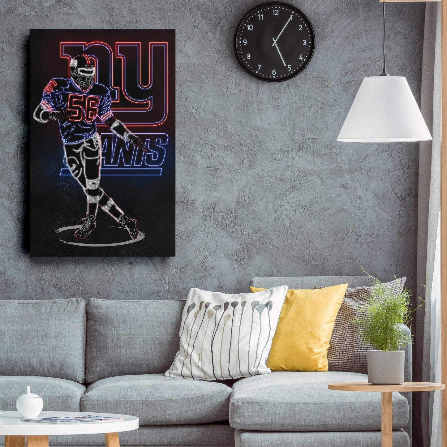 Lawrence Taylor Neon Canvas Art | Giants Wall Decor