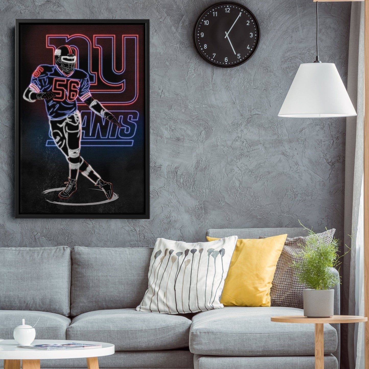Lawrence Taylor Neon Canvas Art | Giants Wall Decor