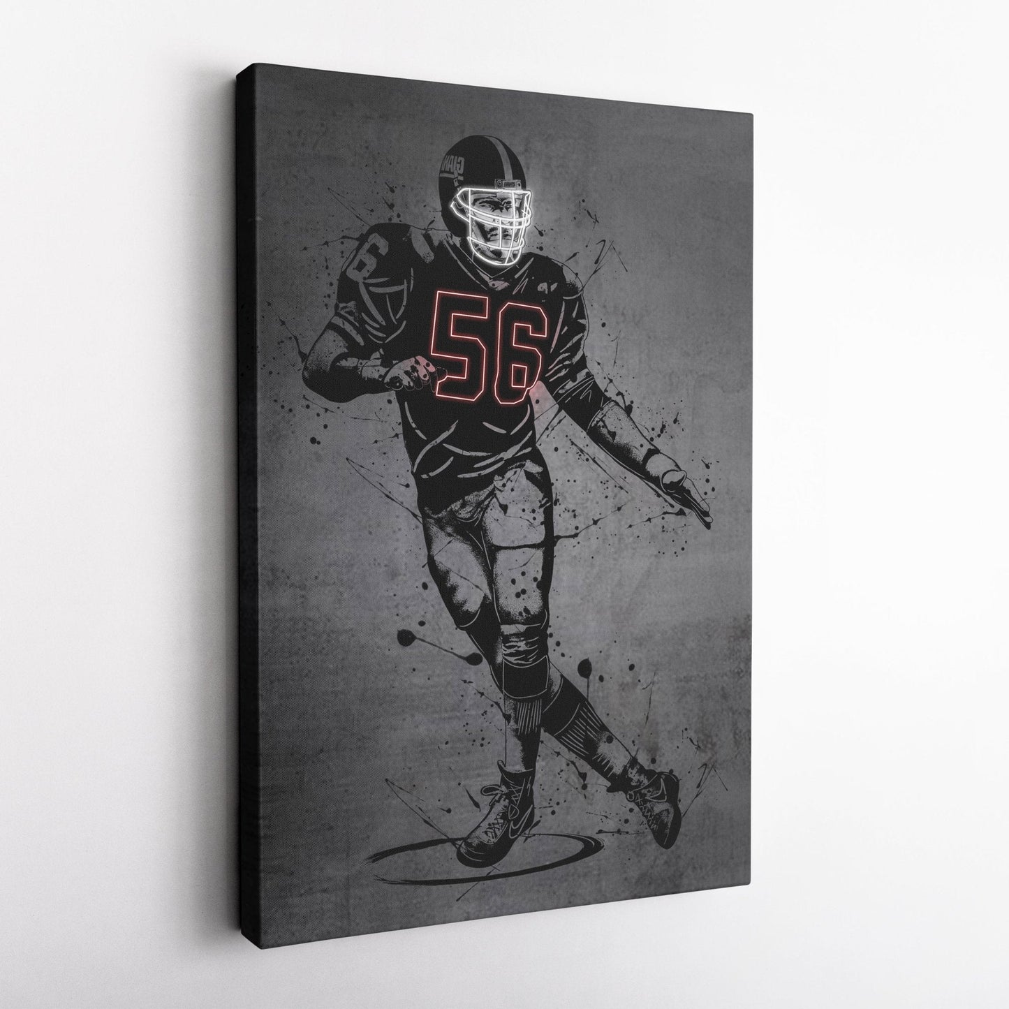 Lawrence Taylor Neon Canvas Art | Modern Wall Decor for Giants Fans