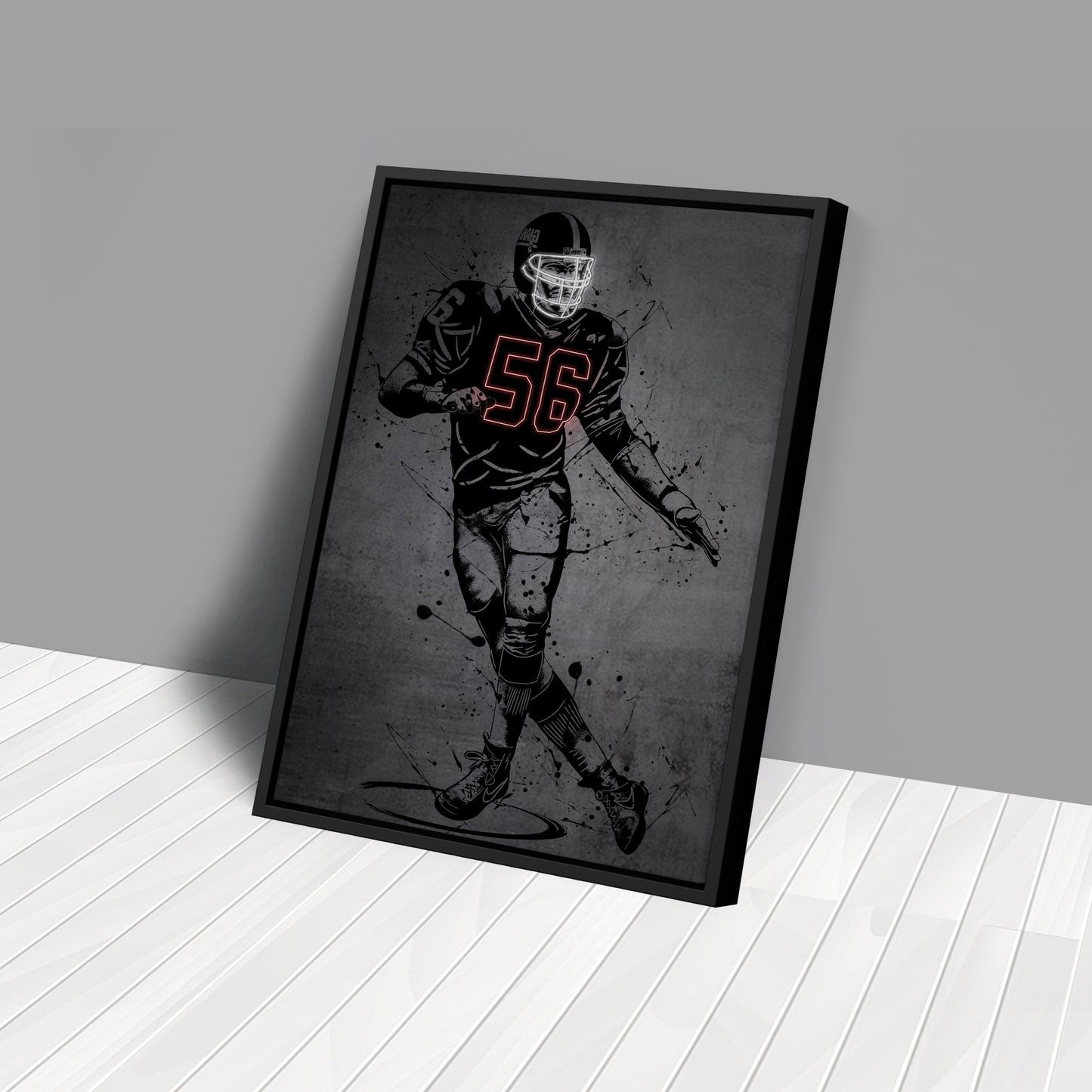 Lawrence Taylor Neon Canvas Art | Modern Wall Decor for Giants Fans