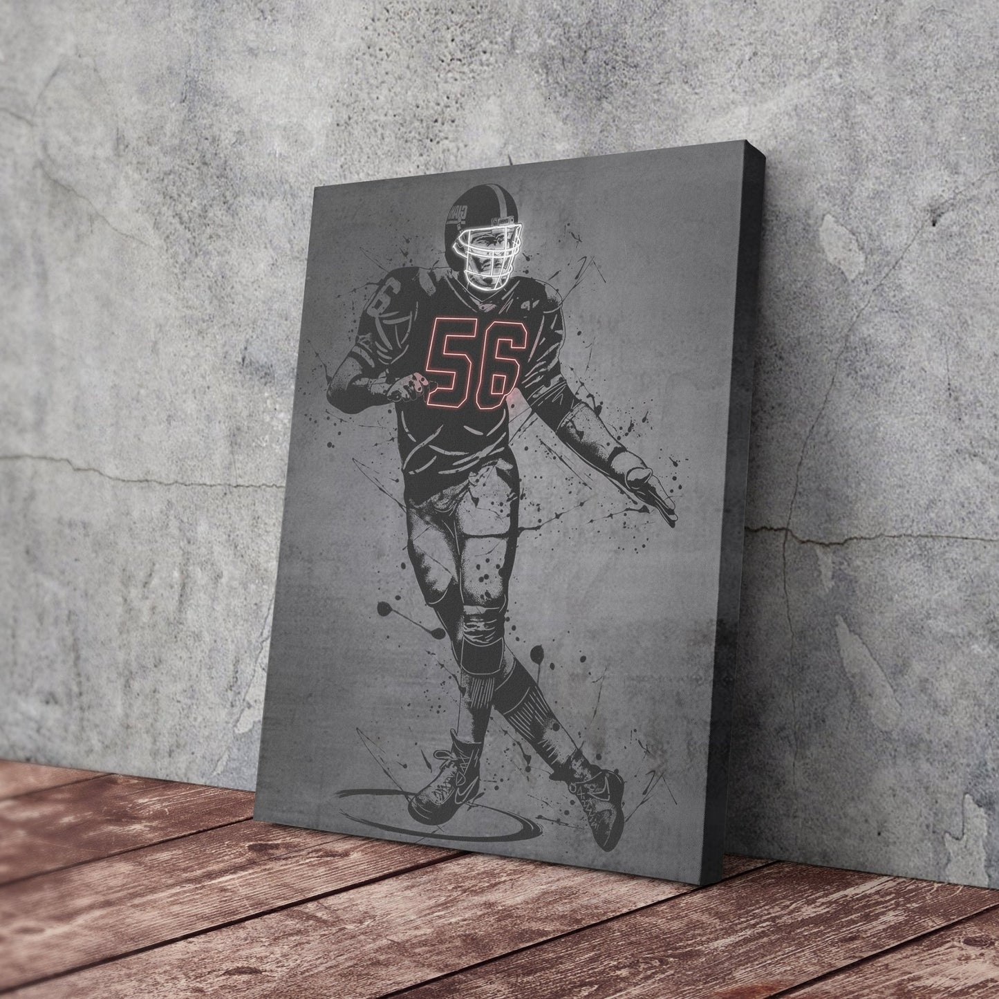 Lawrence Taylor Neon Canvas Art | Modern Wall Decor for Giants Fans