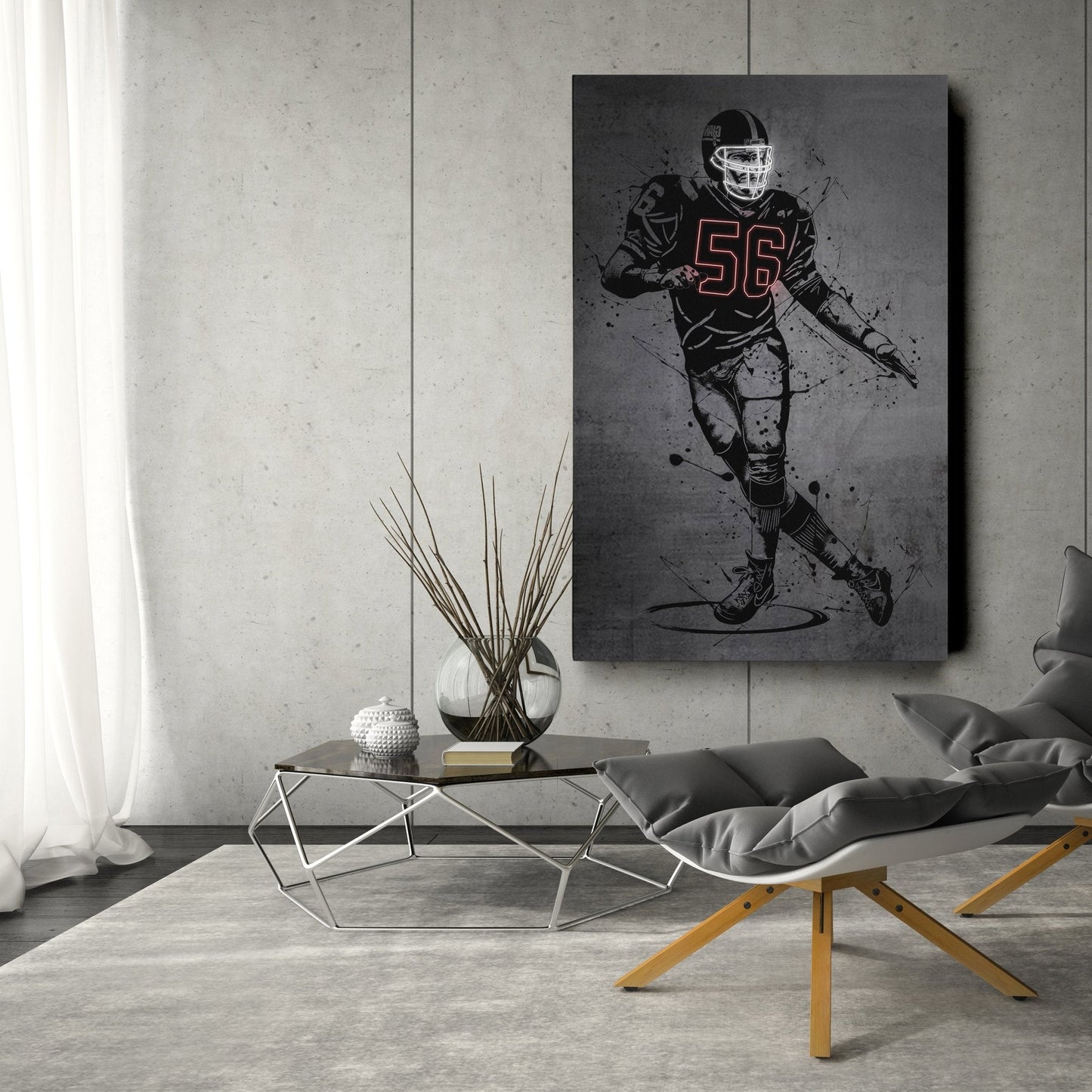 Lawrence Taylor Neon Canvas Art | Modern Wall Decor for Giants Fans