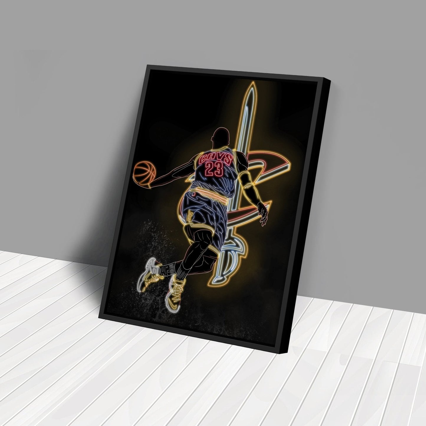 LeBron James Neon Canvas Art | Cavaliers Wall Decor