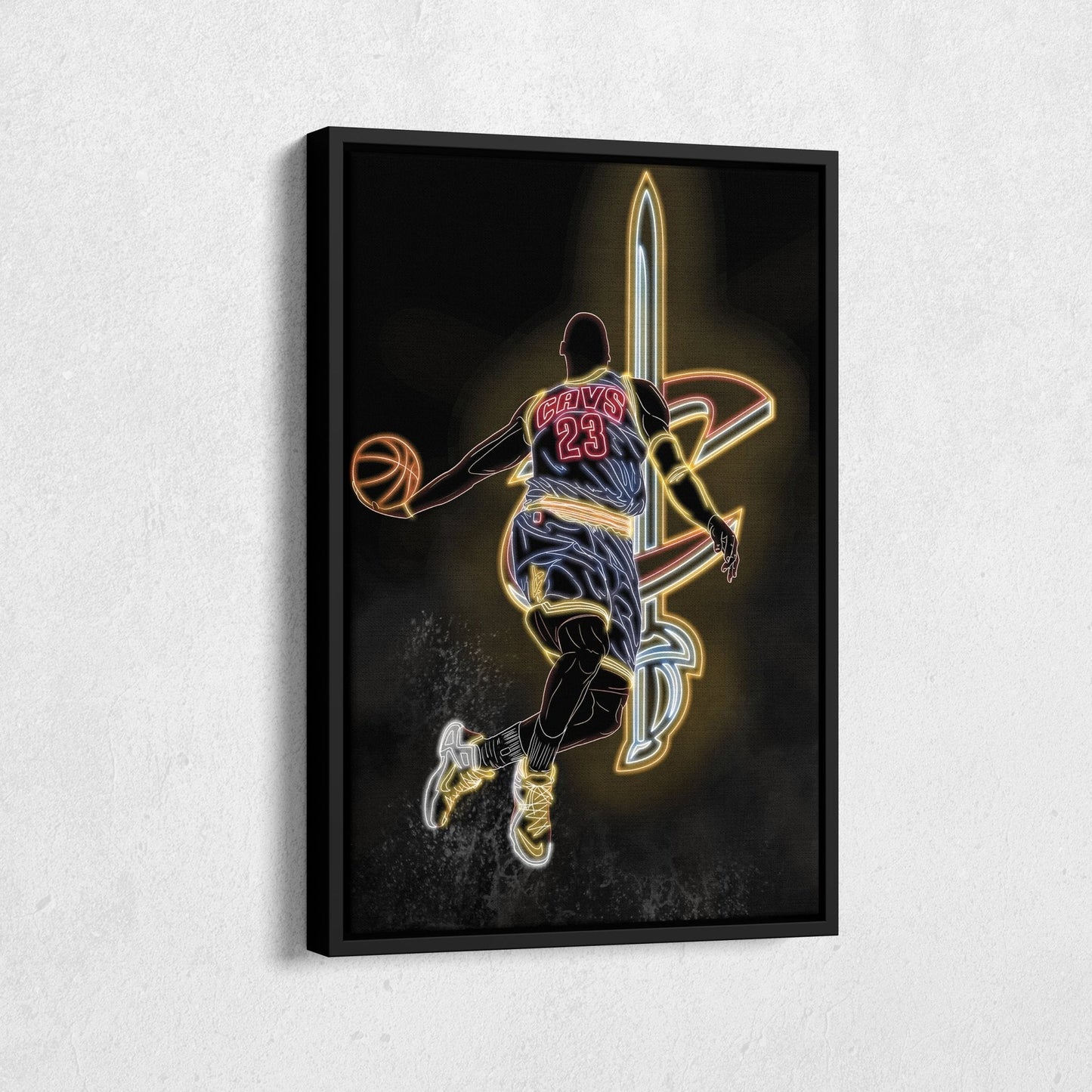LeBron James Neon Canvas Art | Cavaliers Wall Decor
