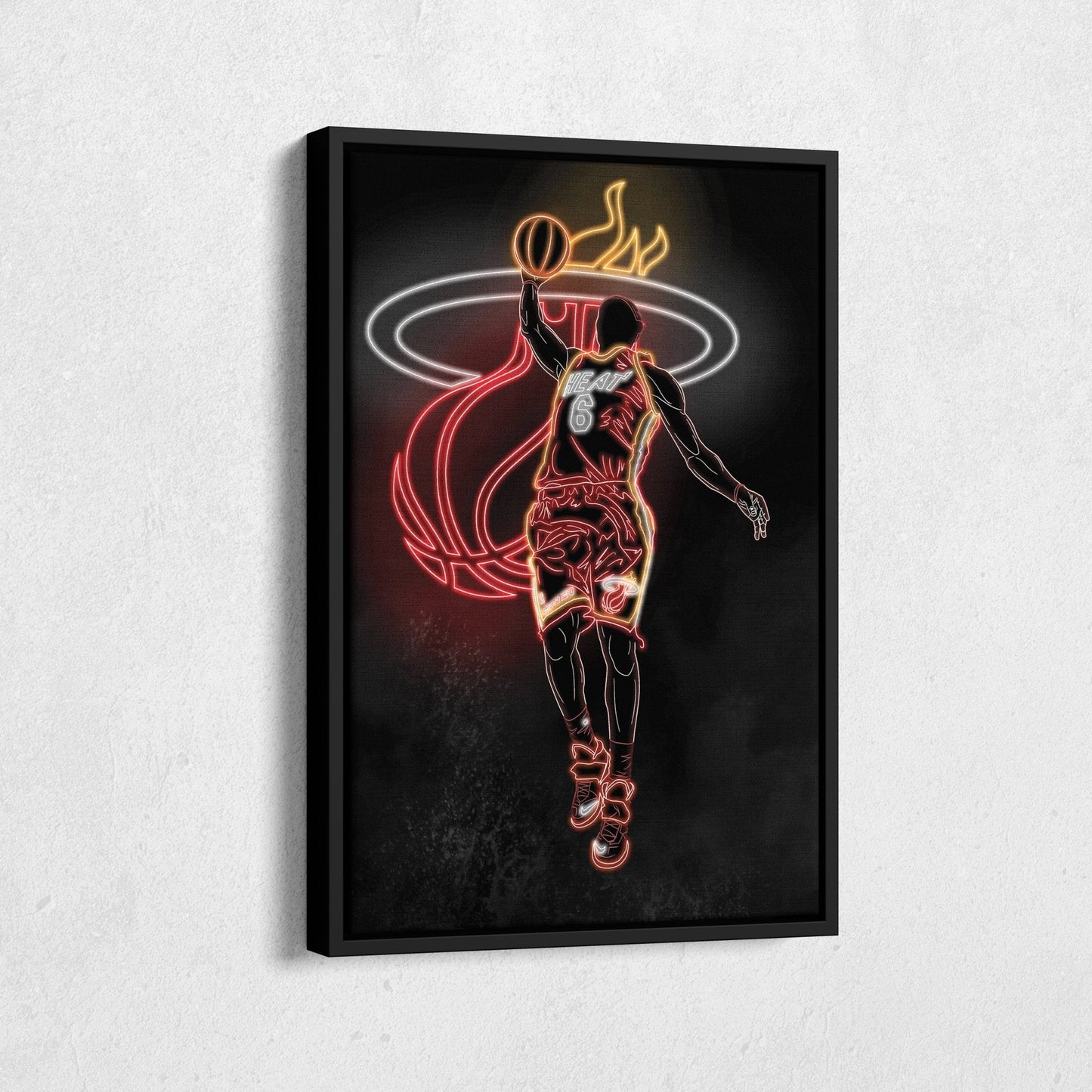 LeBron James Neon Canvas Art | Heat Wall Decor
