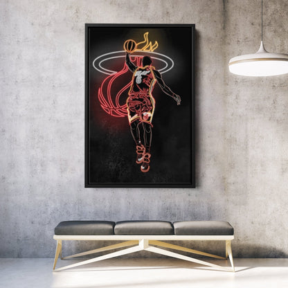 LeBron James Neon Canvas Art | Heat Wall Decor