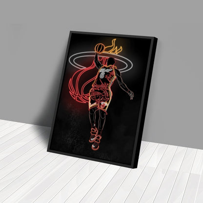 LeBron James Neon Canvas Art | Heat Wall Decor