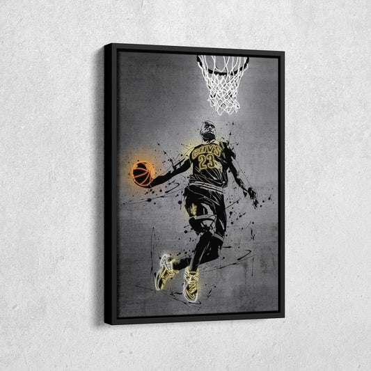 Lebron James Neon Canvas Art | Modern Wall Decor for Cavaliers Fans