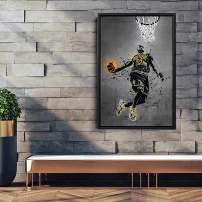 Lebron James Neon Canvas Art | Modern Wall Decor for Cavaliers Fans