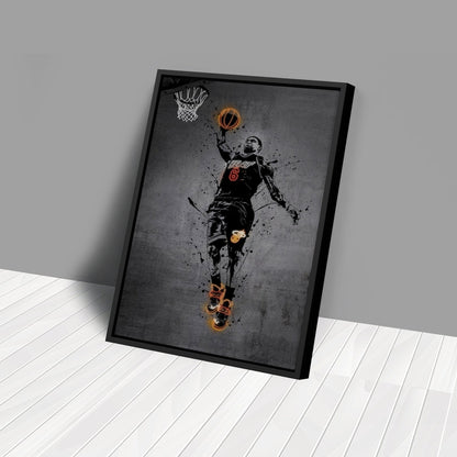 Lebron James Neon Canvas Art | Modern Wall Decor for Heat Fans