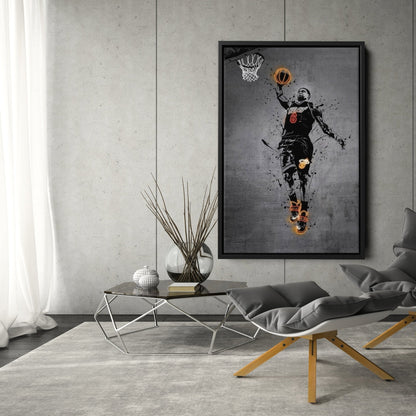 Lebron James Neon Canvas Art | Modern Wall Decor for Heat Fans