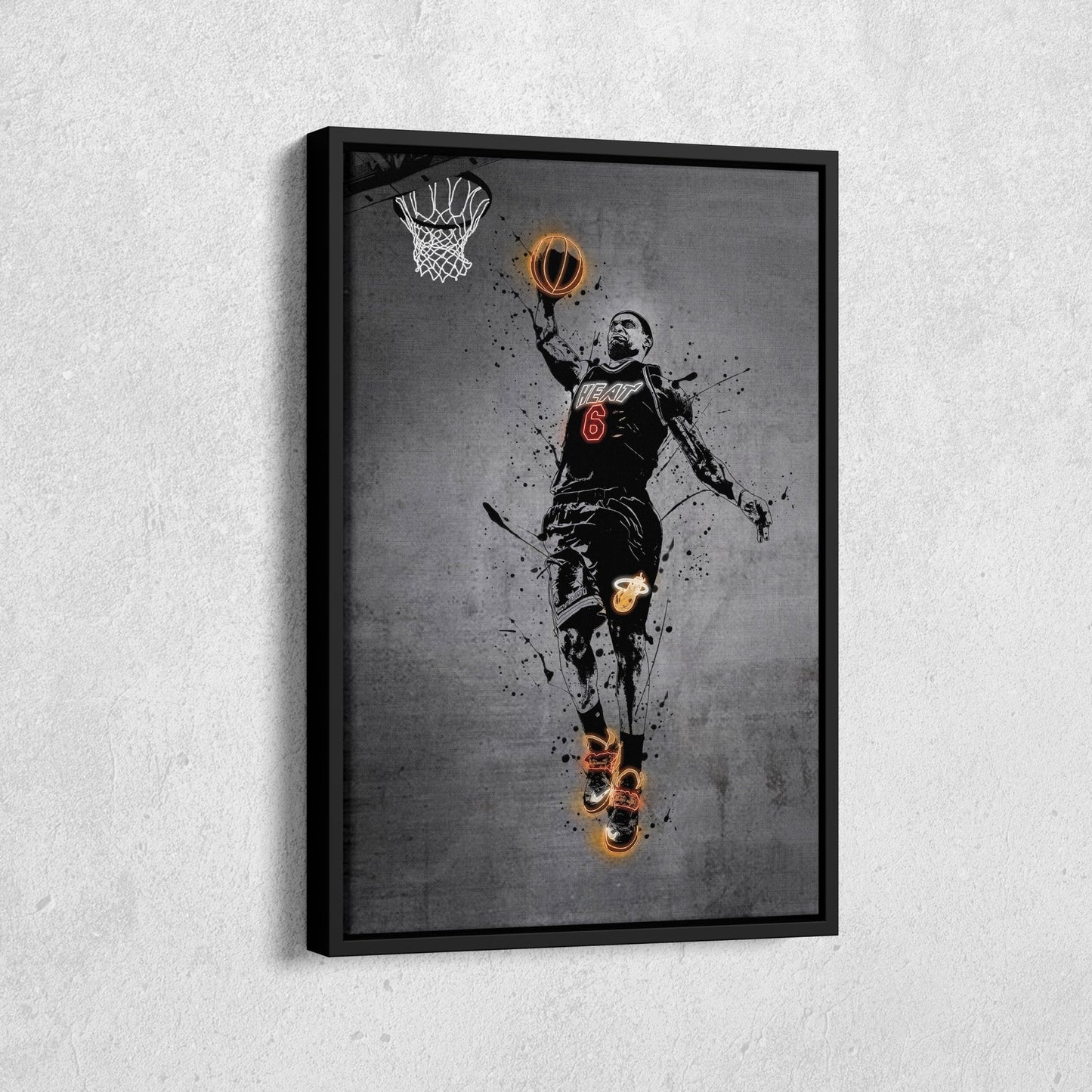 Lebron James Neon Canvas Art | Modern Wall Decor for Heat Fans